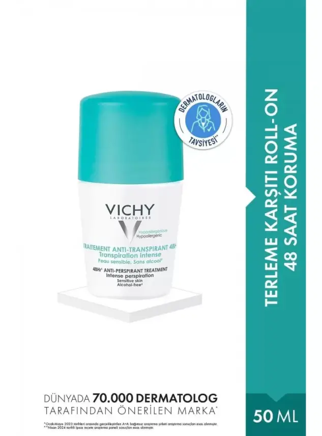 Vichy Deo Anti Transpirant Roll On Yoğun Terleme Karşıtı 48 Saat Etkili Roll On Deodorant 50 ml - 1