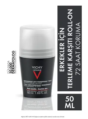 Vichy Deo Homme Terleme Karşıtı İz Bırakmayan Deodorant Roll-On Yoğun Kontrol 50ml - 1