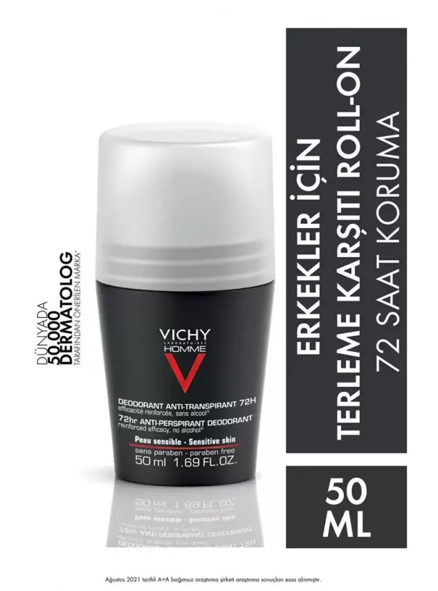 Vichy Deo Homme Terleme Karşıtı İz Bırakmayan Deodorant Roll-On Yoğun Kontrol 50ml - 1