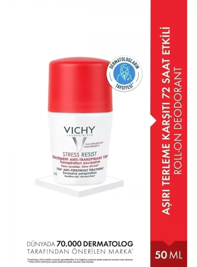 Vichy Deo Stress Resist YoğunTerleme Karşıtı Deodorant Roll-On 72 Saat 50ml - 1