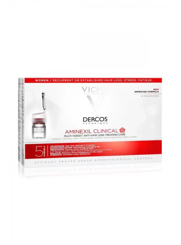 Vichy Dercos Aminexil Clinical 5 21x6ml - Kadınlar için Saç Dökülmesine Karşıtı Güçlendirici Serum - Vichy