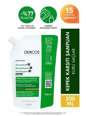 Vichy Dercos Anti Dandruff Kepek Karşıtı Şampuan - Kuru Saçlar - Refill - 500 ml - 1