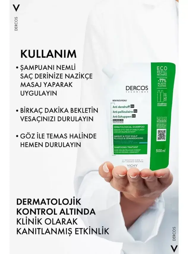 Vichy Dercos Anti Dandruff Kepek Karşıtı Şampuan - Normal ve Yağlı Saçlar - Refill - 500 ml - 4