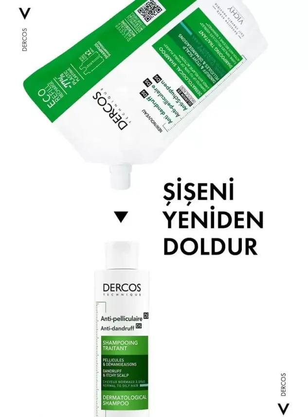 Vichy Dercos Anti Dandruff Kepek Karşıtı Şampuan - Normal ve Yağlı Saçlar - Refill - 500 ml - 5