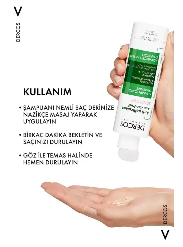 Vichy Dercos Anti-Pell Kepek Şampuanı Hassas ve Kaşıntılı Saç Derisi 200 ml. - 3
