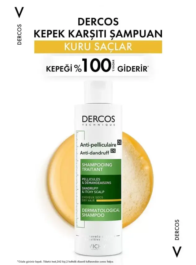 Vichy Dercos Anti-Pell Kepek Şampuanı Kuru Saçlar İçin 200ml. - 2