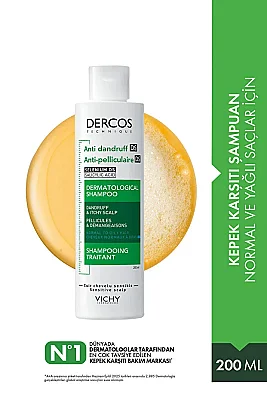 Vichy Dercos Anti-Pell Kepek Şampuanı Normal ve Yağlı Saçlar 200 ml - 1