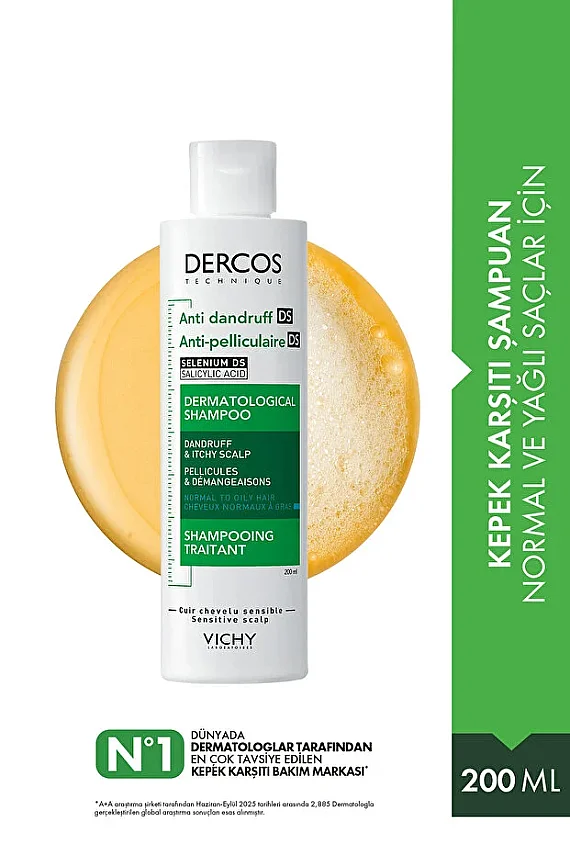 Vichy Dercos Anti-Pell Kepek Şampuanı Normal ve Yağlı Saçlar 200 ml - 1