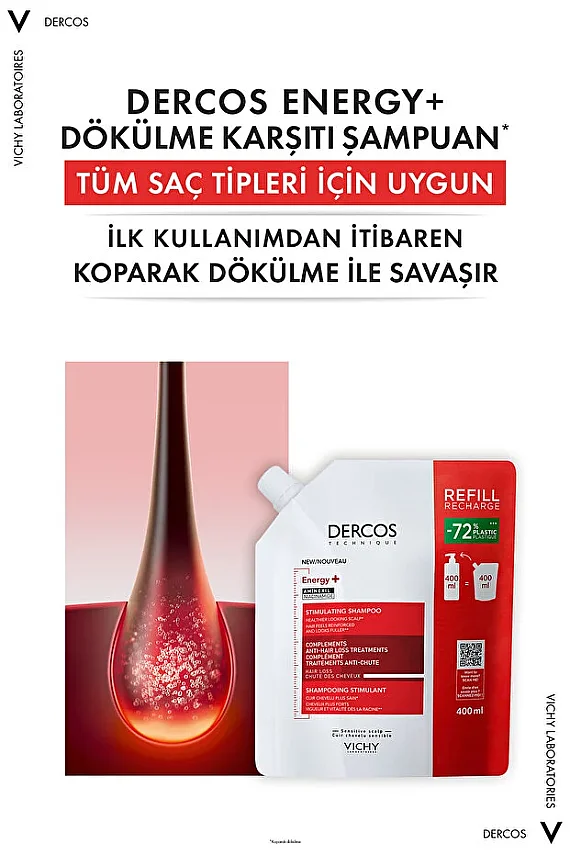 Vichy Dercos Energy+ Saç Dökülmesine Karşı Şampuan 400 ml - Refill - 7