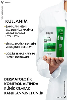 Vichy Dercos Kepek Karşıtı Şampuan Kuru Saçlar 390 ml - Refill - 5