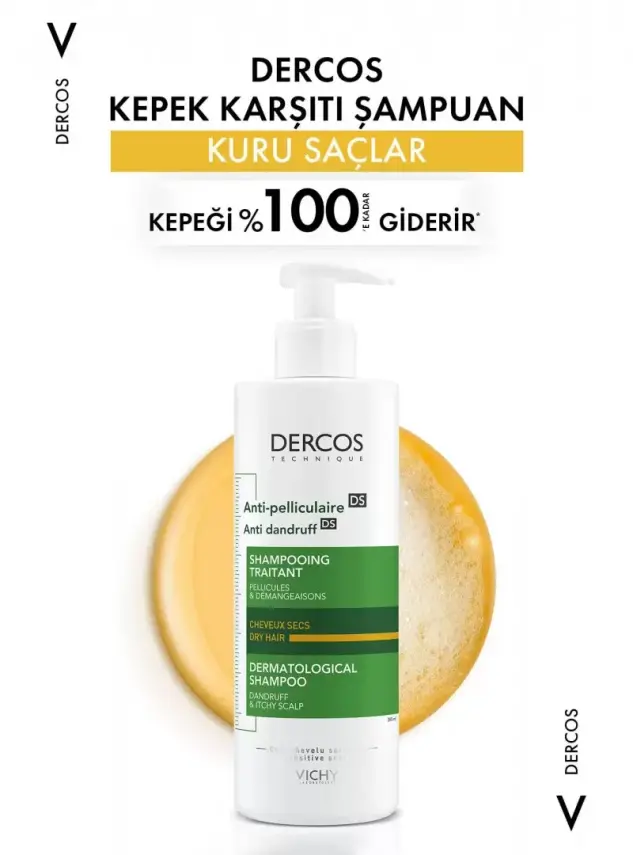 Vichy Dercos Kepek Karşıtı Şampuan Kuru Saçlar 390 ml - 2