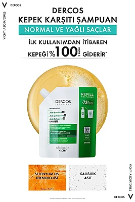 Vichy Dercos Kepek Karşıtı Şampuan -Normal-Yağlı saçlar- 390ml - Refill - 4