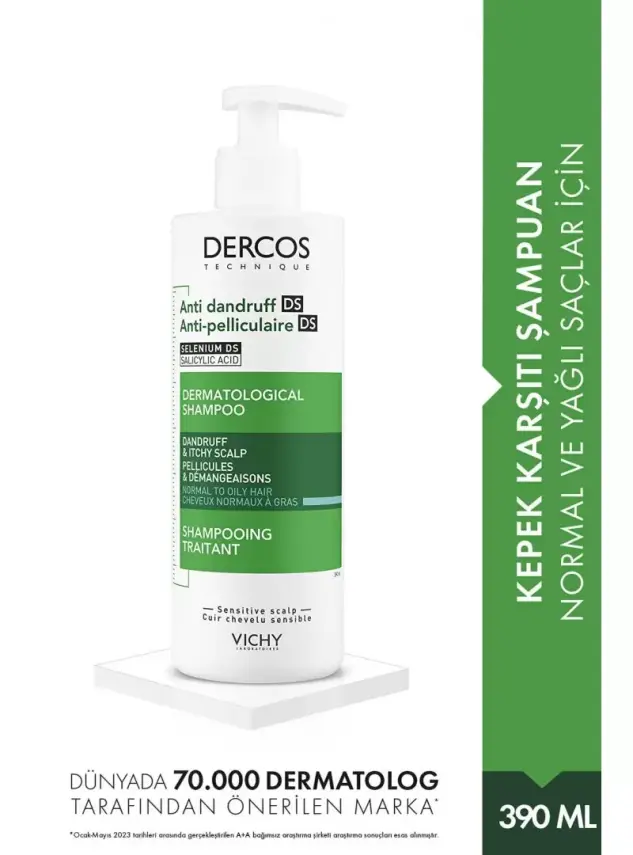 Vichy Dercos Kepek Karşıtı Şampuan -Normal-Yağlı saçlar- 390ml - 1