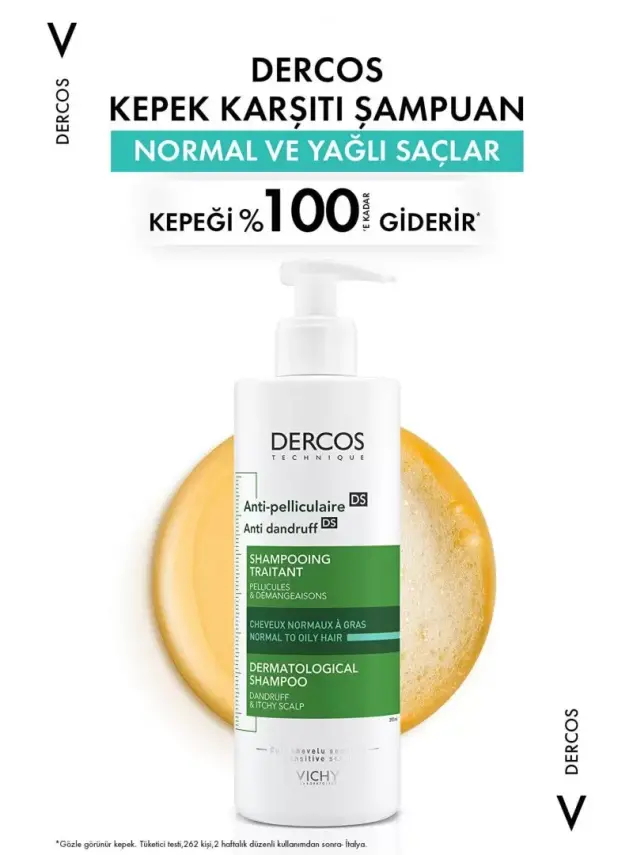 Vichy Dercos Kepek Karşıtı Şampuan -Normal-Yağlı saçlar- 390ml - 2