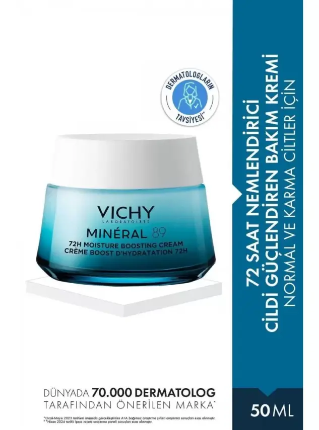 Vichy Mineral 89 Boosting Cream - Normal ve Karma Cilt Light 50 ml - 1