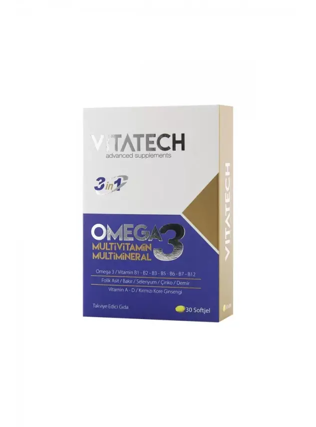 Vitatech 3 in 1 Omega 3 Takviye Edici Gıda 30 Soft Jel - 1