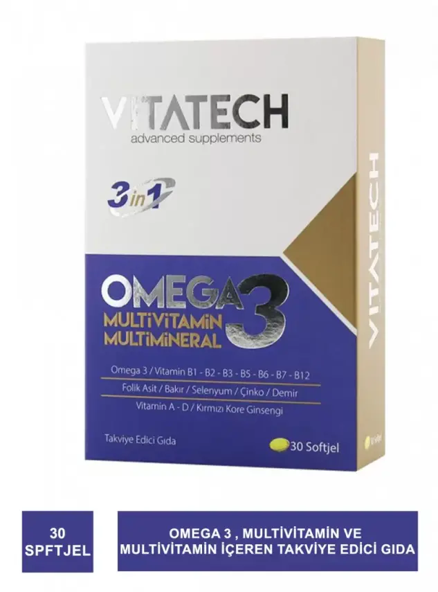 Vitatech 3 in 1 Omega 3 Takviye Edici Gıda 30 Soft Jel - 2