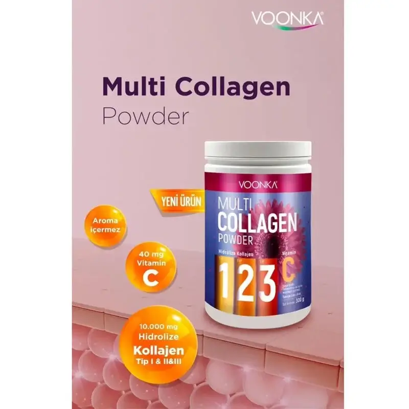 Outlet - Voonka Multi Collagen Powder Hidrolize Kollajen Tip 1 2 3 Vitamin C 300 gr - 3