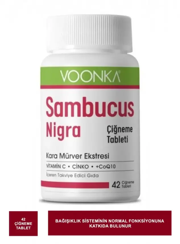 Voonka Sambucus Nigra Kara Mürver Ekstresi 42 Çiğneme Tablet - 1
