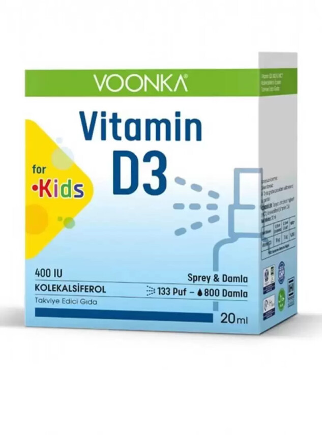 Voonka Vitamin D3 for Kids 400 IU Sprey&Damla 20 ml - Voonka