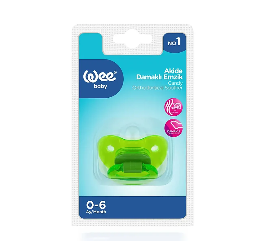 Wee Baby 111 Akide Gövdeli Damaklı Emzik No:1 - Mavi - Yeşil - 1