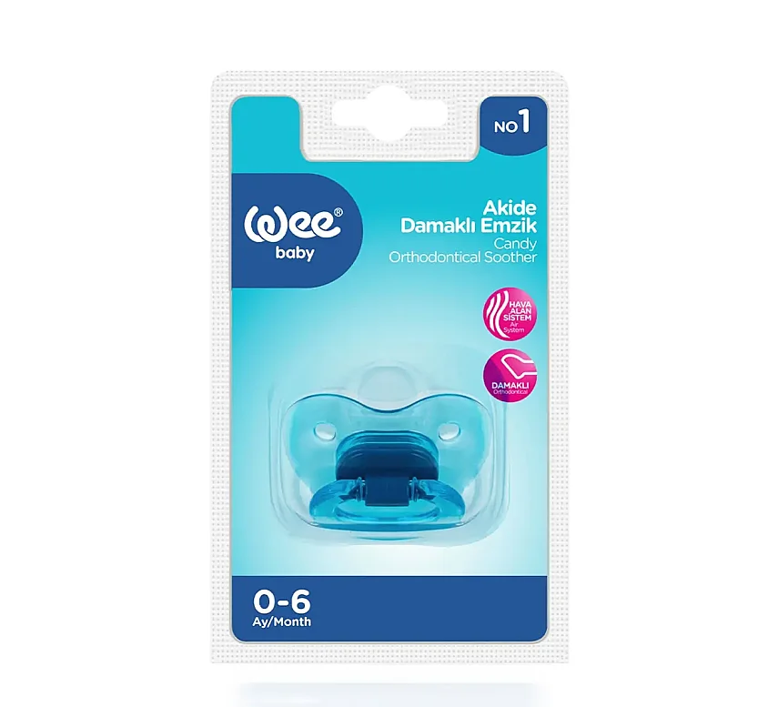 Wee Baby 111 Akide Gövdeli Damaklı Emzik No:1 - Mavi - 1