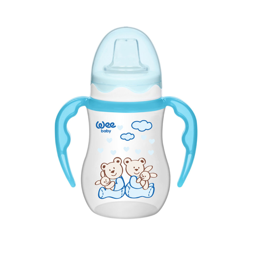Wee Baby 754 Akıtmaz Kulplu PP Bardak 250 ml - Mavi - 1