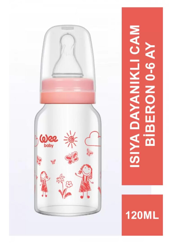 Wee Baby Isıya Dayanıklı Cam Biberon 0-6 Ay 120 ml - 770 - - Wee Baby