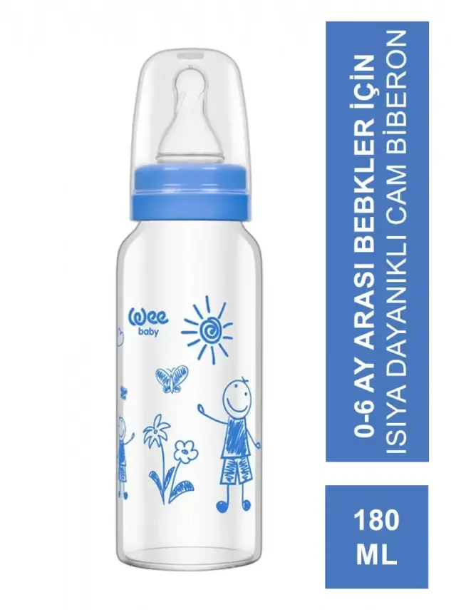 Wee Baby Isıya Dayanıklı Cam Biberon 0-6 Ay 180 ml - 771 - - 2