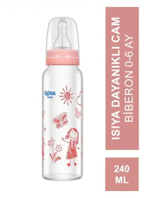 Wee Baby Isıya Dayanıklı Cam Biberon 0-6 Ay 240 ml - 772 - - 2