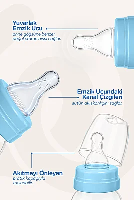 Wee Baby Klasik Dayanıklı Cam Biberon 125 Ml Yavaş Akış 0-6 Ay Mavi - 877 - 3