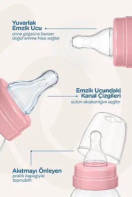 Wee Baby Klasik Dayanıklı Cam Biberon 125 Ml Yavaş Akış 0-6 Ay pembe - 877 - 4