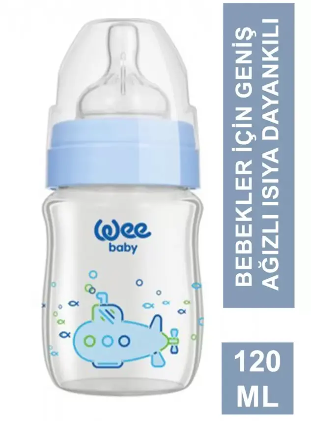 Wee Baby Klasik Geniş Ağızlı Isıya Dayanıklı Cam Biberon 0-6 Ay 120 ml - 139 - - 2