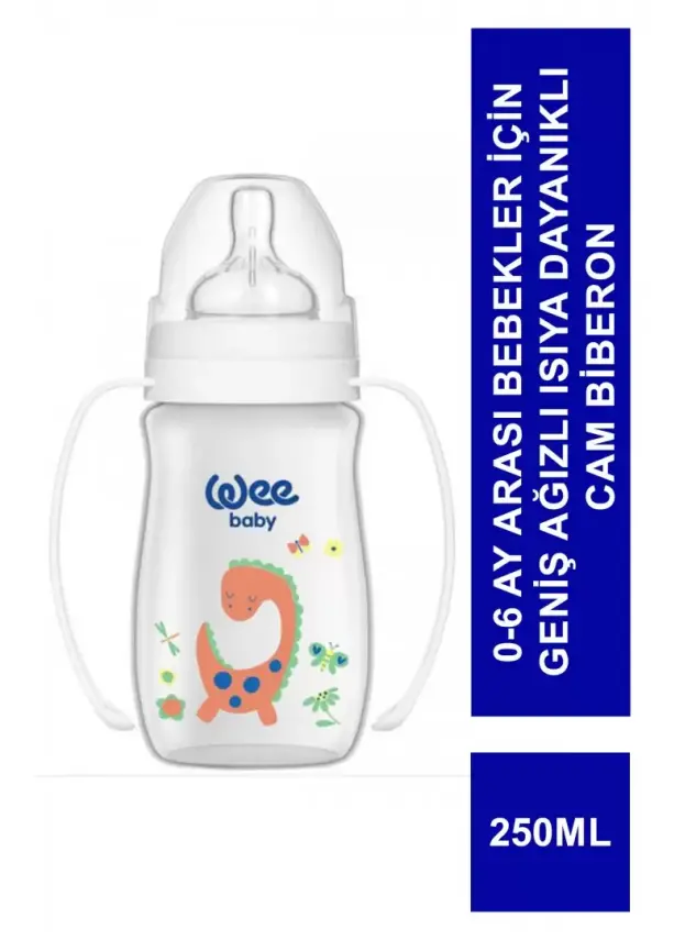 Wee Baby Klasik Geniş Ağızlı Isıya Dayanıklı Cam Biberon 0-6 Ay 280 ml - 141 - - 1