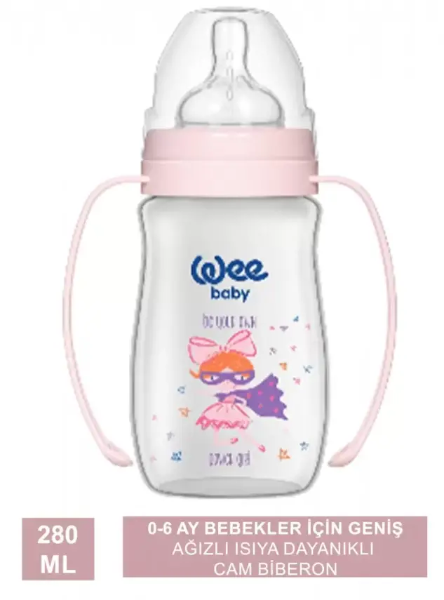Wee Baby Klasik Geniş Ağızlı Isıya Dayanıklı Cam Biberon 0-6 Ay 280 ml - 141 - - 2