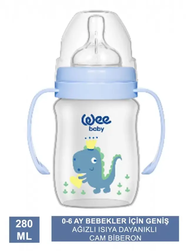 Wee Baby Klasik Geniş Ağızlı Isıya Dayanıklı Cam Biberon 0-6 Ay 280 ml - 141 - - 3