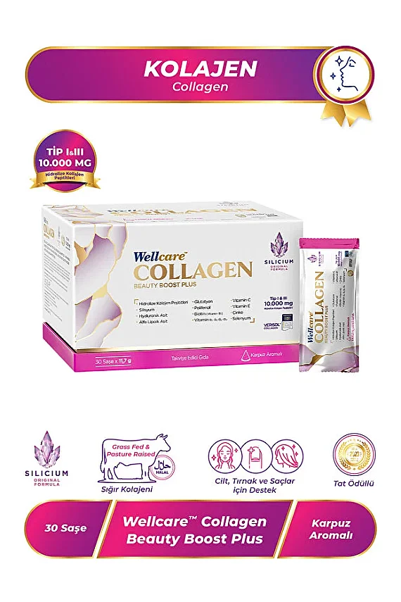 Wellcare Collagen Beauty Boost Plus Karpuz Aromalı 11,7gr x 30 Saşe - 1