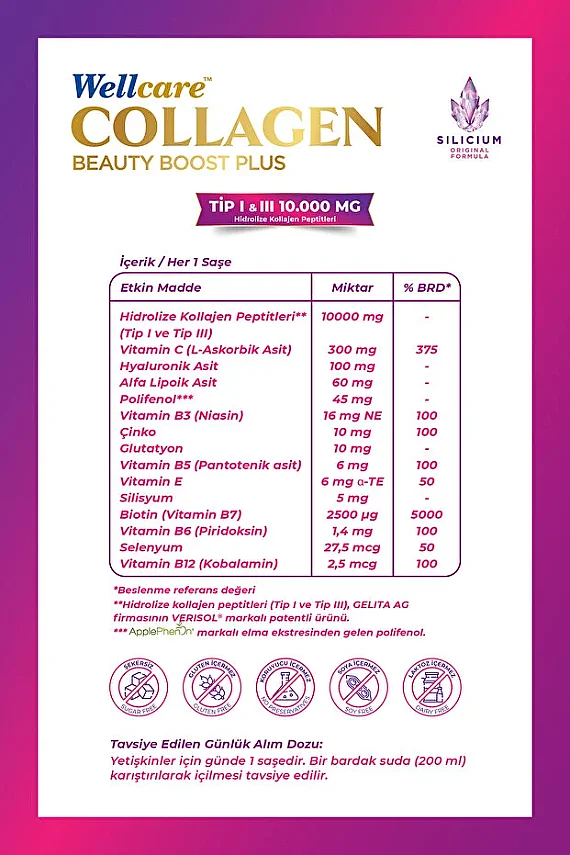 Wellcare Collagen Beauty Boost Plus Karpuz Aromalı 11,7gr x 30 Saşe - 2