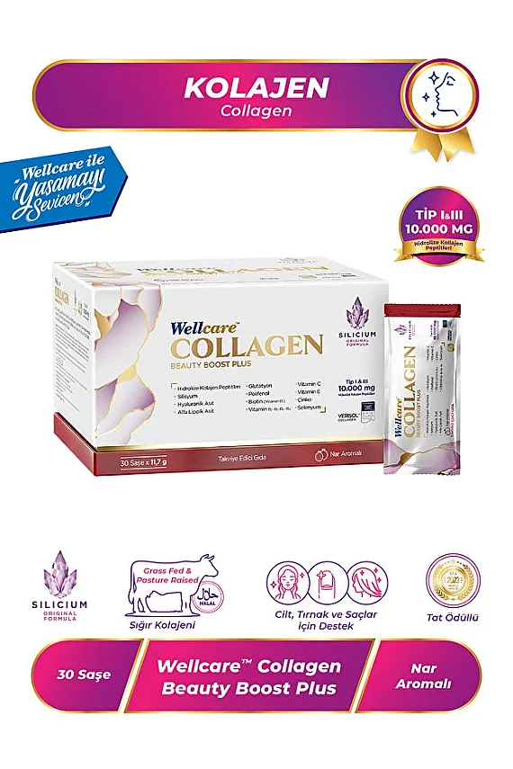 Wellcare Collagen Beauty Boost Plus Nar Aromalı 11,7gr x 30 Saşe - 1