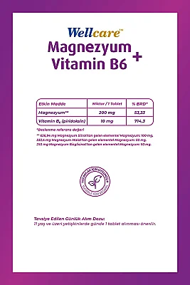 Wellcare Magnezyum B6 Vitamini 60 Tablet - 3