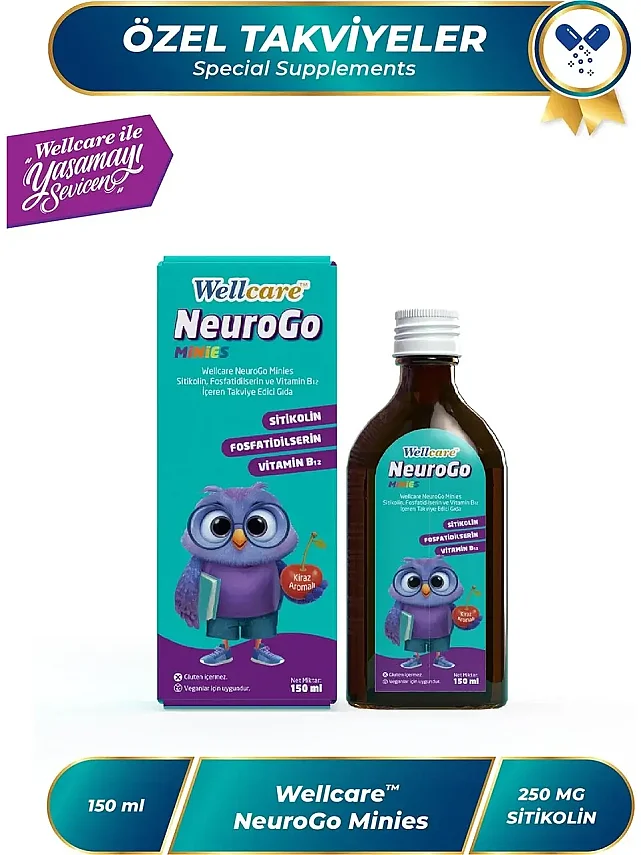 Wellcare Neurogo Minies Sitikolin, Fosfotidilserin, Vitamin B12 Içeren Sıvı Takviye Edici Gıda - 1