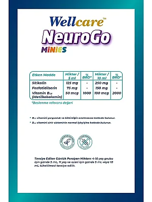 Wellcare Neurogo Minies Sitikolin, Fosfotidilserin, Vitamin B12 Içeren Sıvı Takviye Edici Gıda - 2