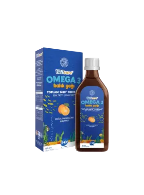 OUTLET - Wellcare Omega 3 Doğal Mandalina Aromalı Balık Yağı 150 ml - Wellcare