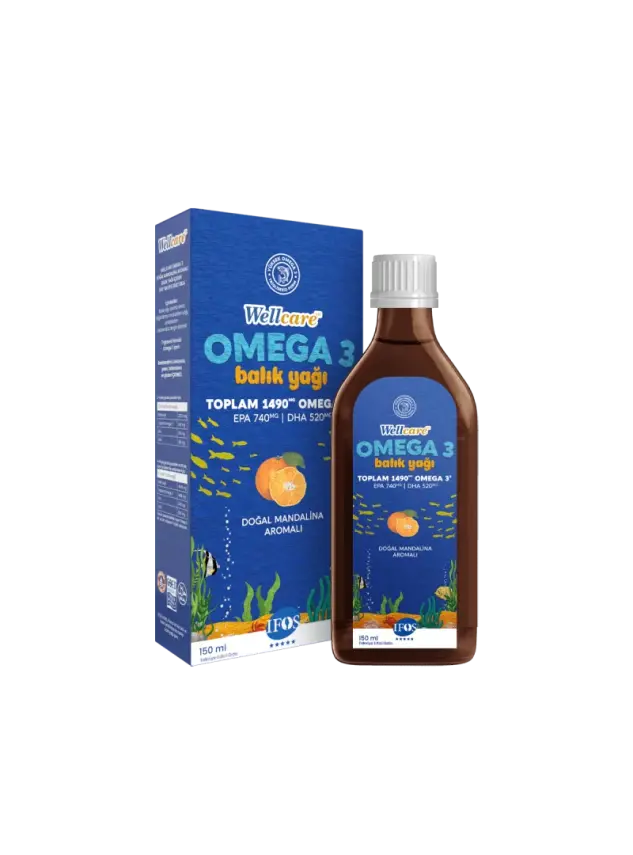 OUTLET - Wellcare Omega 3 Doğal Mandalina Aromalı Balık Yağı 150 ml - 1