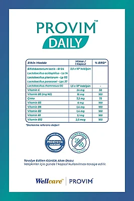 Wellcare Provim Daily Probiyotik Mikroorganizma 30 Kapsül - 2