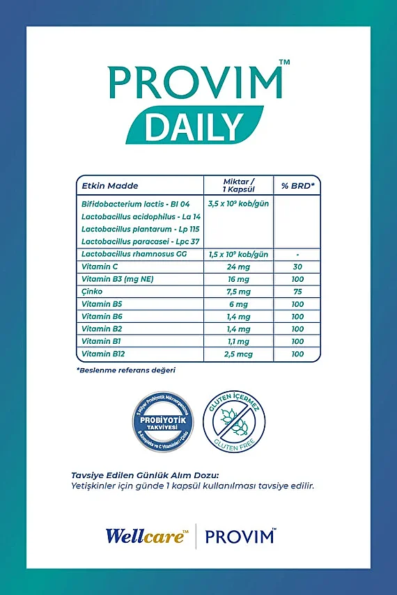 Wellcare Provim Daily Probiyotik Mikroorganizma 30 Kapsül - 2