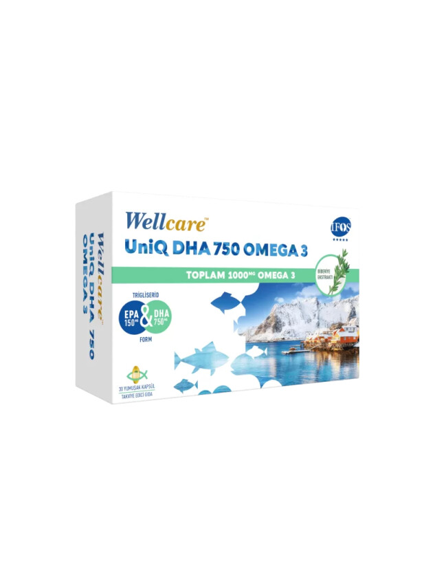 Wellcare UniQ DHA 750 Omega 3 1000mg Balık Yağı 30 Kapsül - Wellcare