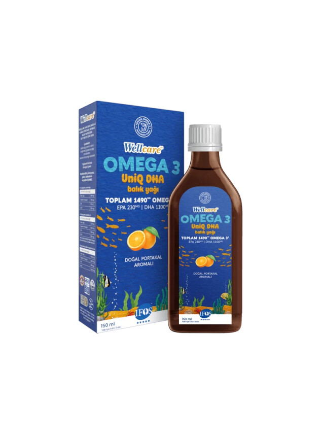 Wellcare UniQ DHA Omega 3 Doğal Portakal Aromalı Balık Yağı 150 ml - Wellcare