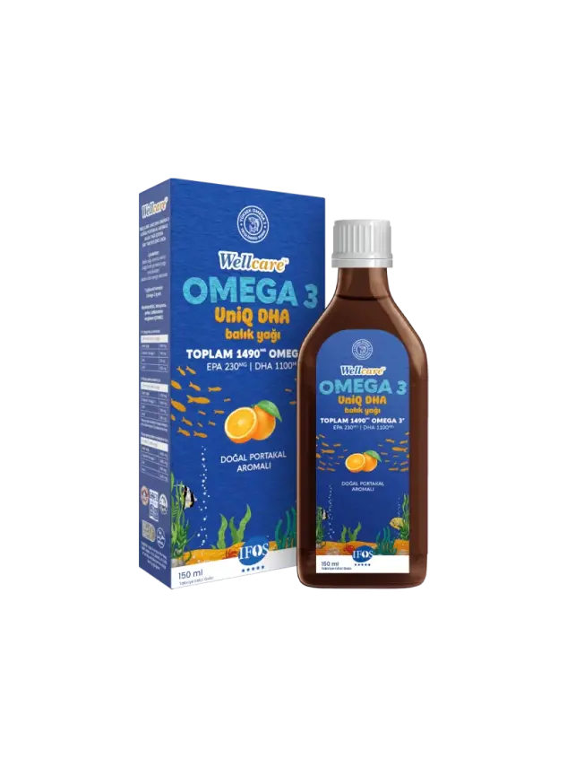 Wellcare UniQ DHA Omega 3 Doğal Portakal Aromalı Balık Yağı 150 ml - 1