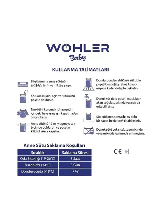 Wohler Baby Anne Sütü Saklama Poşeti 25 Adet - 5
